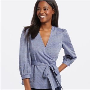 Draper James Blue Wrap Blouse